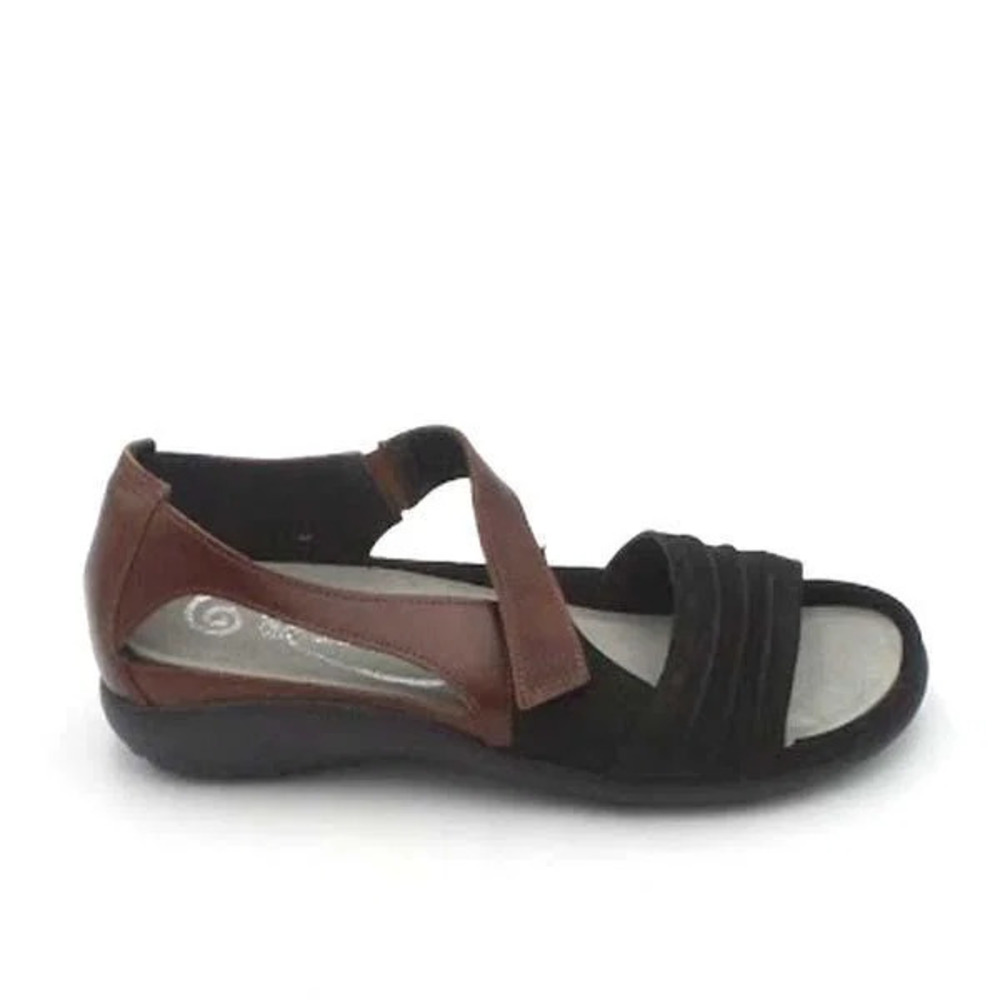 Naot Nubuck Leather Closed Back Sandals Papaki Black - Medium
